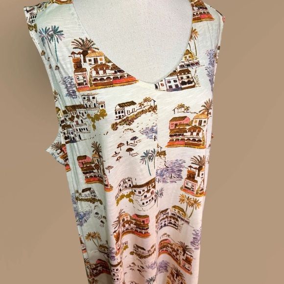 NWOT Denim & Co. Naturals Regular V-Neck Printed Midi Dress w/ Pockets in Scenic - Picture 4 of 14